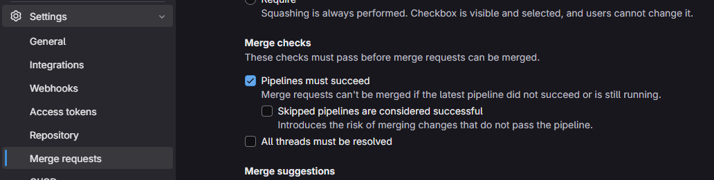 Settings in your Gitlab Project